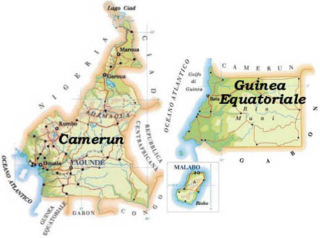 Cartine Camerun e Guinea Equatorial