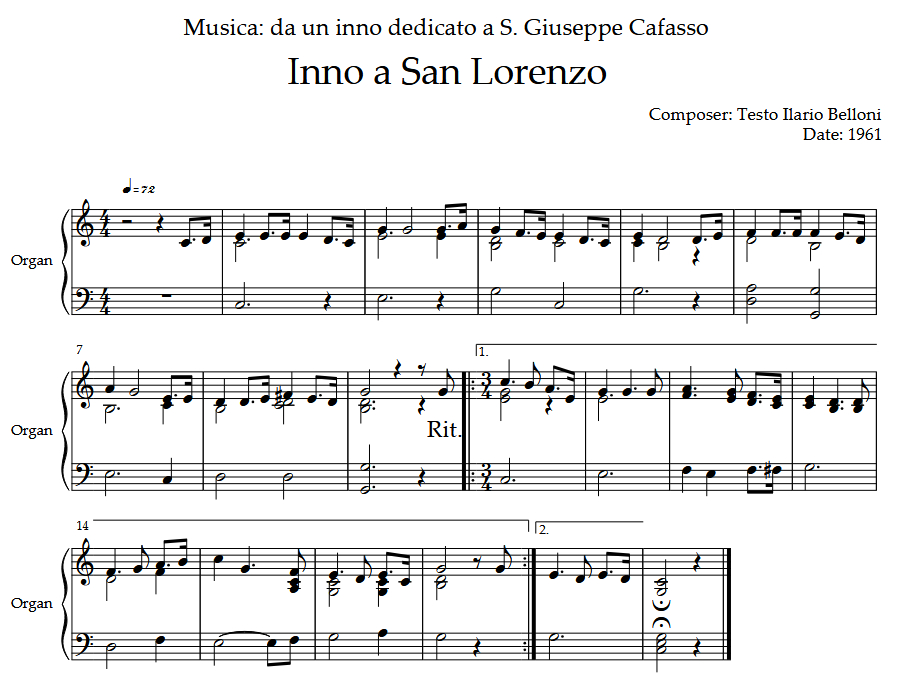 Spartito inno San Lorenzo